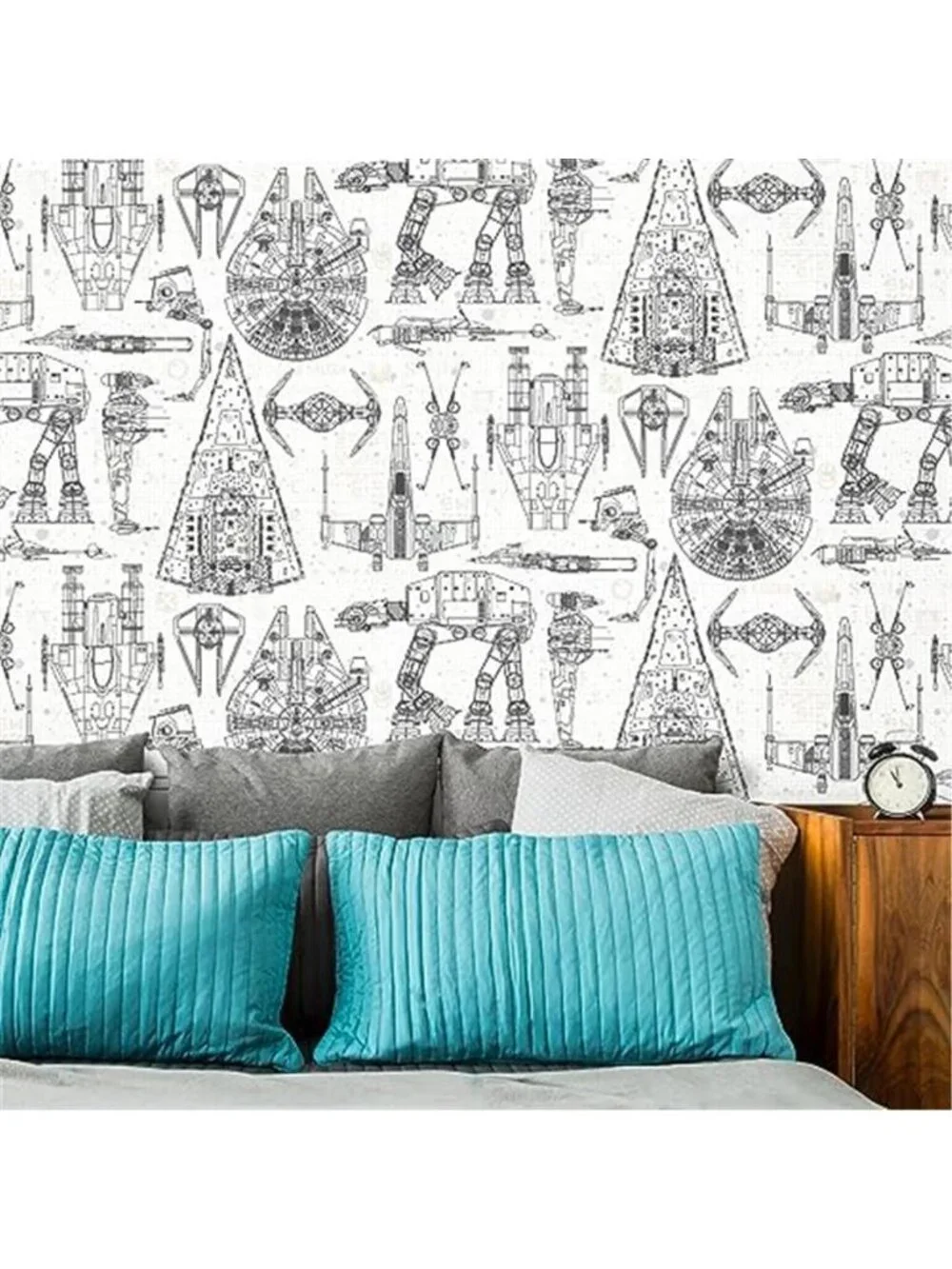 Black White Peel And Stick Wallpaper Removable Vinyl Blueprint Wall Decor